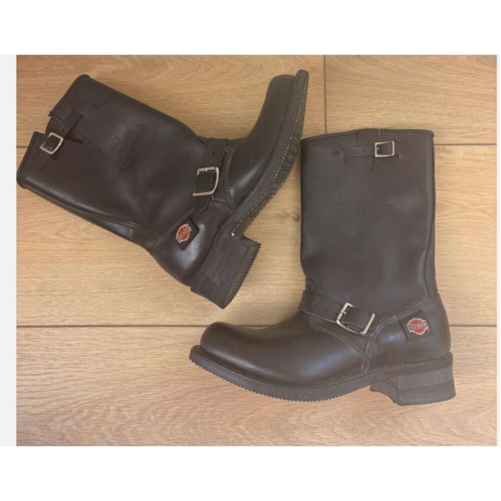 Vintage Harley Davidson USA Black Leather Engineer Harness Motorcycle Boots Men’